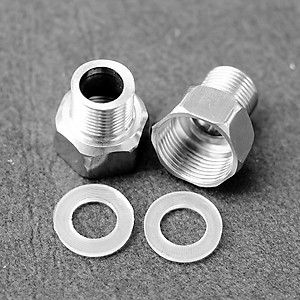 Combo 02 nối giảm (nối hụt) ren trong 27 - ren ngoài 21, nối ren trong 27 ren ngoài 21 Inox kèm gioăng