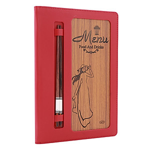 Bìa 10 Lá Menu Food Da May Gỗ Cao Cấp HT 2031