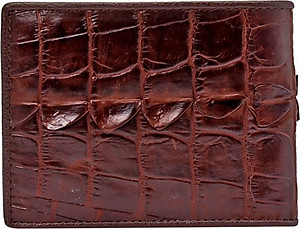 Ví Nam Da Cá Sấu Gai Đuôi Huy Hoàng HT2208 (12.5 x 10 cm) - Nâu Đỏ