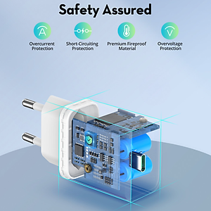 Combo Củ Sạc Nhanh 25W RAVPower RP-PC156 Và Cáp Type-C to Lightning MFI Dây Nylon Siêu Bền Dài 1.2M RP-CB1004 Sạc Nhanh Đến 20W Cho iPhone, Cho iPad - Hàng Chính Hãng