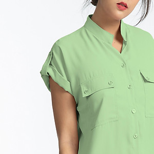 Áo Túi Hộp Áo Sơ Mi Nữ Áo Kiểu Đẹp Thời trang thiết kế Hity TOP106 (Xanh Bọt Biển)