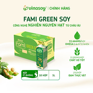 Thùng Vinasoy Fami Green soy rất ít đường hộp (10 hộp x 1 Lít)