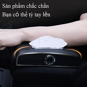 Hộp đựng khăn giấy kiêm bảng số điện thoại và đồng hồ cao cấp trang trí và để taplo ô tô - Kích thước:11.5x4x21cm