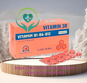 ￼VITAMIN 3B  - B1,B6,B12- Hộp 100 viên nén  Vinaphar -Hỗ trợ cải thiện tình trạng thiếu hụt vitamin nhóm B