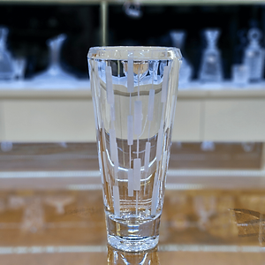 Bình hoa pha lê Tiệp cao cấp BOHEMIA 1285 cao 30.5 cm, hoa văn mài, kiểu dáng sang trọng, hiện đại - Hàng chính hãng