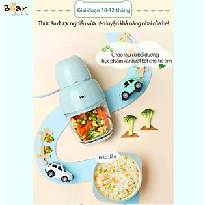 Máy Xay Thực Phẩm Xay Ăn Dặm BEAR Xay Cực Êm An Toàn Vệ Sinh 0.3L Công Suất 120 W  - Hàng Chính Hãng