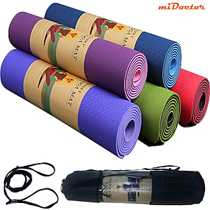 Thảm Yoga miDoctor Dày 6mm + Bao Thảm Yoga +Dây Buộc Thảm Yoga (Giao màu ngẫu nhiên)