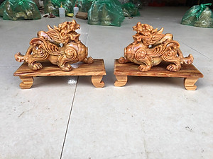Cặp tỳ hưu bằng gỗ huyết long có cả đế kt 20×12×9cm