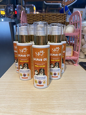 (Bản mới ) - Dầu cá hồi cho chó mèo Salmon Oil SHD dưỡng lông mượt lông ngăn ngừa rụng lông tăng đề kháng chai 100ml