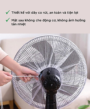 1 LƯỚI BỌC QUẠT CAO CẤP AN TOÀN CHO BÉ - DÂY RÚT (HÀNG CHẤT LƯỢNG TỐT) - Kích thước: Đường kính lồng quạt 45cm - GIAO MẪU NGẪU NHIÊN Áo Trùm Máy Quạt Bảo Vệ Điện Cao Cấp Có Vải Lồng Chống Bụi