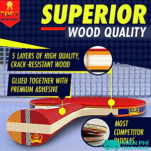 Vợt bóng bàn combo 2 chiếc tặng kèm 3 quả bóng và túi đựng - chính hãng dododios - Thiết kế chuẩn quốc tế