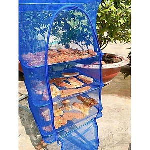 Lồng Lưới 4 Tầng Phơi  Khô Thực Phẩm  -  Lồng Phơi Thực Phẩm, Phơi Cá Khô Chống Ruồi Muỗi, Côn Trùng Bằng Lưới PE Dễ Dàng Vệ Sinh,Thu Gọn