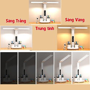 Đèn Học Chống Cận, Đèn Bàn Học 3 Màu, Chỉnh Độ Sáng, Có Đồng Hồ Phù Hợp Mọi Lứa Tuổi