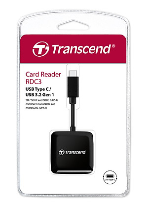 Đầu Đọc Thẻ Nhớ SD/microSD/USB Transcend RDC3 Cổng Type C New Version - Hàng Chính Hãng