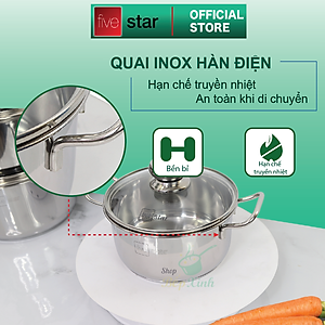 Bộ nồi xửng Fivestar 4 món nắp kính tặng 2 vá canh