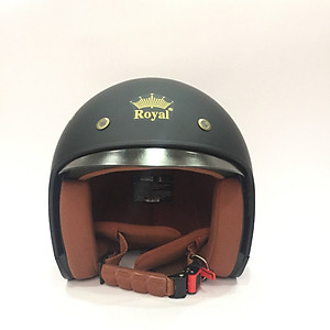 Nón bảo hiểm 3/4 kính âm Royal M139 tem V5 đen nhám cao cấp  - Lót tháo rời - Kính che hết mặt