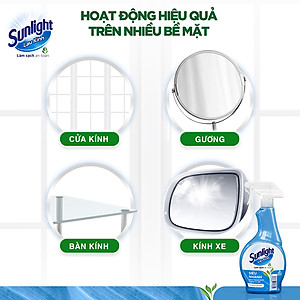 Combo 2 Nước Lau Kính Sunlight Siêu Nhanh Phiên bản nâng cấp từ Cif Sạch Không Tỳ Vết Chai 520ml