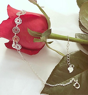 Lắc chân nữ bạc 925 bạc xinh - Chuỗi kim tiền may mắn RYBJ50089