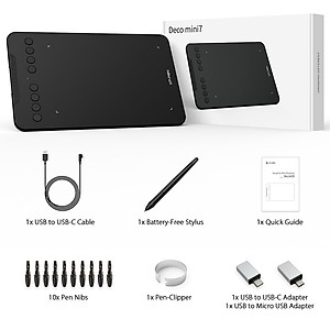 BẢNG VẼ ĐIỆN TỬ XP-PEN DECO MINI7 ANDROID HỖ TRỢ CẢM ỨNG NGHIÊNG BÚT VẼ KHÔNG SẠC P05D - HÀNG CHÍNH HÃNG