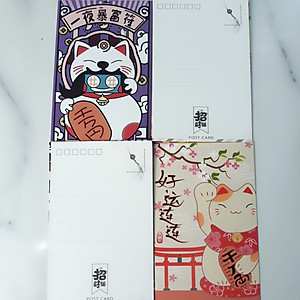 Hộp 36 Post Card Chủ Đề Mèo May Mắn Maneki Neko (9.3 x 14.3cm)
