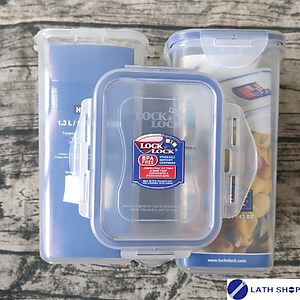 Bộ 2 Hộp Bảo Quản Thực Phẩm Lock&Lock Cao- HPL809  Chất Liệu Nhựa PP, Nắp Có Ron Silicone 1.3L/1 Hộp - Hàng Chính Hãng