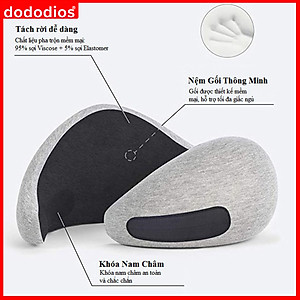 Gối Ngủ Du Lịch Chất Liệu Memory Foam Mật Độ Cao - Gối Ngủ Văn Phòng Thông Minh Cao Cấp Chính Hãng Dododios – Kèm Túi Vải Nhung Đựng Gối Ngủ Chữ U Văn Phòng