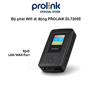 Bộ phát Wifi di động PROLiNK DL7203E, SIM 4G LTE 150Mbps, pin 5200mAH, màn hình 1.44", cổng RJ45, USB 2.0, microSD - Hàng chính hãng