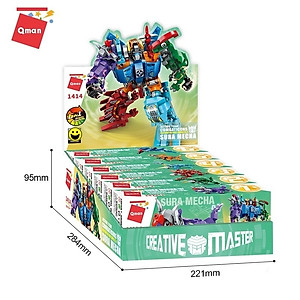Đồ chơi xếp hình, lắp ráp 6 in 1 Qman 1414 - Siêu Robot khủng long Sura (456 mảnh ghép)