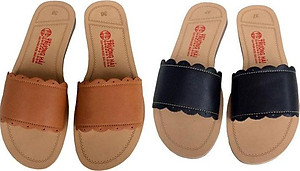 Dép nữ quai ngang 1 bản da bò đế đúc cao cấp Trường Hải QNN0156