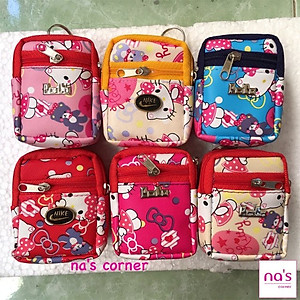 Móc khóa balo 3 ngăn mèo Kitty móc khoá ví da mini