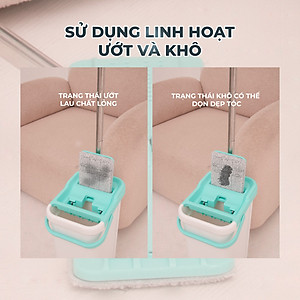 Bộ Lau Nhà MyJae Đài Loan Sợi Fiber Xoay 360 Độ Thông Minh 125cm