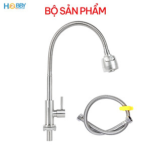 Vòi rửa chén đầu tăng áp thân uốn cong inox 304 Hobby Home Decor LXL