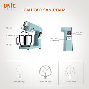 Máy Trộn Bột Đánh Trứng Đa Năng Unie UE-990 Tiêu Chuẩn Đức Dung Tích 6.5 Lít - Hàng Chính Hãng