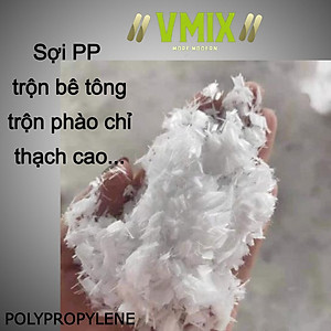 [1kg] Sợi Polypropylene PP dài 12mm gia cường cho phào chỉ thạch cao,trong bê tông nhẹ,chống nứt bê tông thạch cao