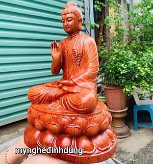 Tượng phật thích ca bằng gỗ hương đá tuyệt đẹp kt cao 30x15x15cm
