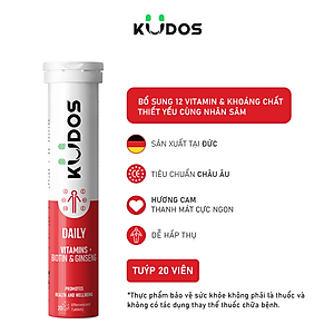 Thực phẩm bảo vệ sức khỏe KUDOS DAILY VITAMINS PLUS BIOTIN & GINSENG (20 viên/tuýp)