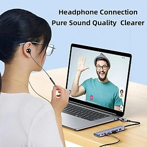 Bộ Chuyển Đổi Hub USB C Hub 8 Trong 1 Type C 3.1 Sang USB 3.0/ Type C/ Đọc Thẻ SD / TF Cho MacBook Notebook Laptop Máy Tính-Hàng Chính Hãng