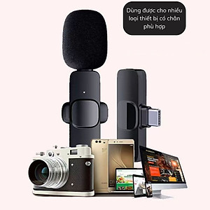 Micro thu âm không dây K9 cài áo lọc tiếng ồn cao cấp dùng để Livestream, quay video, ghi âm cho điện thoại - Hàng chính hãng