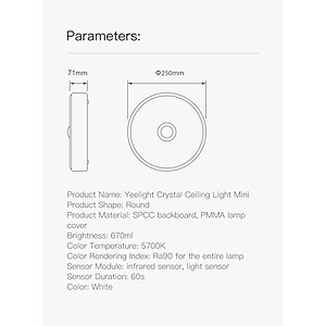 Đèn Led Ốp Trần Cảm Biến Chuyển Động Mini Xiaomi Yeelight 250mm - Bản Quốc Tế Nhập Khẩu 