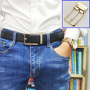 Thắt lưng nam, dây nịt nam da bò Saffiano 2 lớp Bụi Leather L109 - Khóa cài xoay 360 độ, dùng được cả 2 mặt - Bảo hành 12 tháng