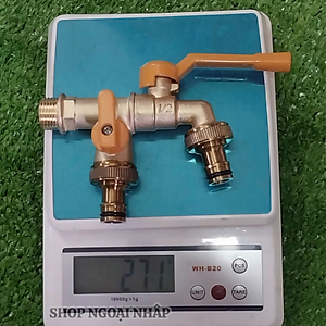 Vòi nước Faucet tăng áp bằng hợp kim vòi nước 2 đầu ra thông minh kèm 2 đầu nối ống