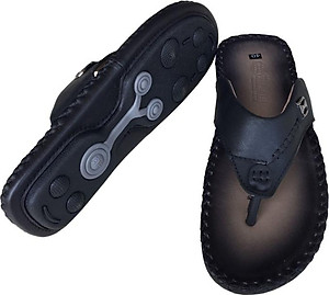 Dép nam xỏ ngón Trường Hải da bò thật cao cấp mềm mại đế âm mặt đế cao su không trơn  THXN074
