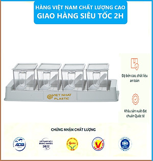 Bộ 4 Lọ Đựng Gia Vị Có Muỗng Nhựa Việt Nhật - Lọ Đựng Gia Vị Chất Liệu Nhựa PP An Toàn - Hàng Việt Nam