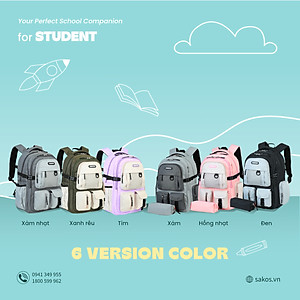 Balo Học Sinh Thời Trang SAKOS STORMY - Hoạ Tiết Đơn Giản, Siêu Nhẹ
