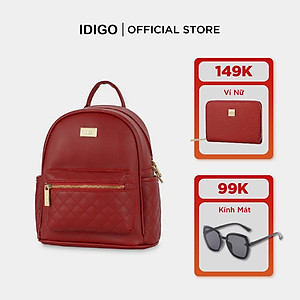 Balo da nữ đi chơi, ba lô công sở họa tiết chần trám ngăn trước IDIGO FBP2 - 4322