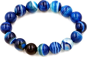 Vòng tay chuỗi hạt thạch anh xanh dương sọc 12 ly 16 hạt (192mm)