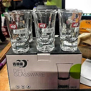 Bộ 6 Ly Uống Rượu Nhỏ 35ML Cao Cấp - Bộ 6 Chén Thủy Tinh Đế Dày Sáng Bóng - Cốc Uống Rượu Làm Từ Thủy Tinh Cao Cấp, Độ Tinh Khiết Cao, Siêu Trong