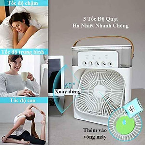 Quạt Hơi Nước Mini, Quạt Phun Sương Mini, Quạt Để Bàn 3 Chế Độ Tích Hợp Đèn Led Và Hẹn Giờ Sử Dụng, Màu Ngẫu Nhiên - Hàng Chính Hãng