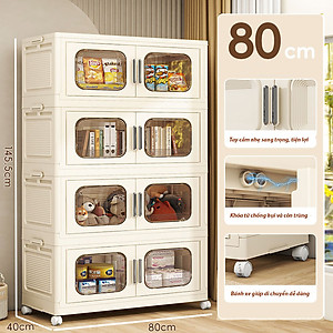 (Ngang 80cm) Tủ Nhựa Gấp Gọn 3/4/5 Tầng Cao Cấp 2 Cánh Cửa Mở-Hộp Đựng Đồ Đa Năng Bằng Nhựa PP, Tháo Lắp Dễ Dàng