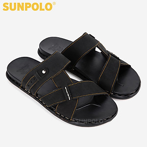 Dép Nam, Dép Quai Ngang Nam Da Bò SUNPOLO SNA101 Trẻ trung (Đen, Nâu bò)